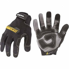 ironCLAD - Size L (9) Synthetic Leather Work Gloves - For Mechanic's & Lifting, Uncoated, Hook & Loop Cuff, Full Fingered, Black, Paired - Americas Industrial Supply