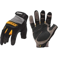 ironCLAD - Size L (9) Synthetic Leather Work Gloves - For Mechanic's & Lifting, Uncoated, Hook & Loop Cuff, Fingerless, Black, Paired - Americas Industrial Supply