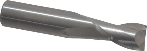 OSG - 2.5mm, 5mm LOC, 3mm Shank Diam, 39mm OAL, 2 Flute, Solid Carbide Square End Mill - Single End, Uncoated, Spiral Flute, 30° Helix, Centercutting, Right Hand Cut, Right Hand Flute, Series 412 - Americas Industrial Supply