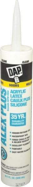 DAP - 10.1 oz Tube Clear Acrylic & Latex Caulk - -30 to 180°F Operating Temp, 30 min Tack Free Dry Time, 24 hr Full Cure Time - Americas Industrial Supply