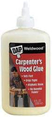 DAP - 16 oz Bottle Yellow Wood Glue - 5 to 7 min Working Time, 72 hr Full Cure Time, Bonds to Cardboard, Fabric, Leather, Particle Board & Wood - Americas Industrial Supply