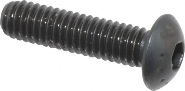 Made in USA - M4x0.70 Metric Coarse Hex Socket Drive, Button Screw - Alloy Steel, Black Oxide Finish, Fully Threaded, 16mm Length Under Head - Americas Industrial Supply