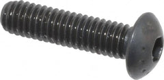 Made in USA - M4x0.70 Metric Coarse Hex Socket Drive, Button Screw - Alloy Steel, Black Oxide Finish, Fully Threaded, 16mm Length Under Head - Americas Industrial Supply