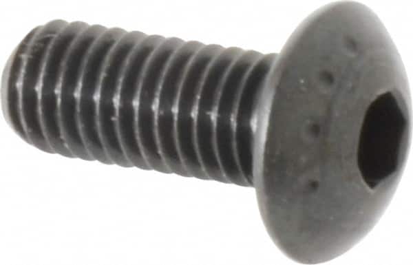 Made in USA - M5x0.80 Metric Coarse Hex Socket Drive, Button Screw - Alloy Steel, Black Oxide Finish, Fully Threaded, 12mm Length Under Head - Americas Industrial Supply