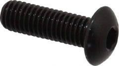 Made in USA - M5x0.80 Metric Coarse Hex Socket Drive, Button Screw - Alloy Steel, Black Oxide Finish, Fully Threaded, 16mm Length Under Head - Americas Industrial Supply