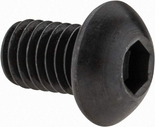 Made in USA - M8x1.25 Metric Coarse Hex Socket Drive, Button Screw - Alloy Steel, Black Oxide Finish, Fully Threaded, 12mm Length Under Head - Americas Industrial Supply