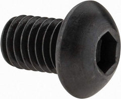 Made in USA - M8x1.25 Metric Coarse Hex Socket Drive, Button Screw - Alloy Steel, Black Oxide Finish, Fully Threaded, 12mm Length Under Head - Americas Industrial Supply