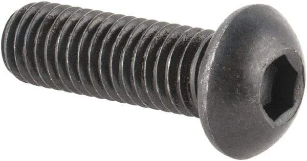 Made in USA - M8x1.25 Metric Coarse Hex Socket Drive, Button Screw - Alloy Steel, Black Oxide Finish, Fully Threaded, 25mm Length Under Head - Americas Industrial Supply