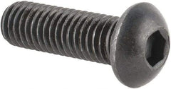Made in USA - M8x1.25 Metric Coarse Hex Socket Drive, Button Screw - Alloy Steel, Black Oxide Finish, Fully Threaded, 25mm Length Under Head - Americas Industrial Supply