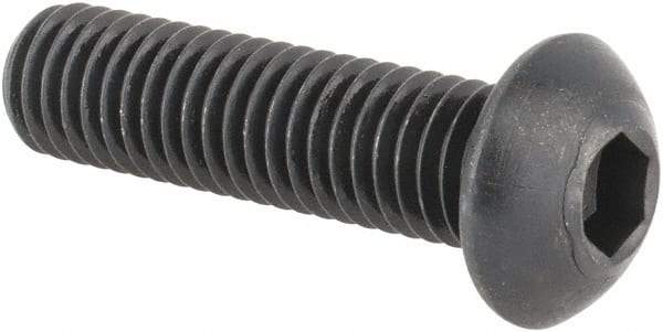 Made in USA - M8x1.25 Metric Coarse Hex Socket Drive, Button Screw - Alloy Steel, Black Oxide Finish, Fully Threaded, 30mm Length Under Head - Americas Industrial Supply