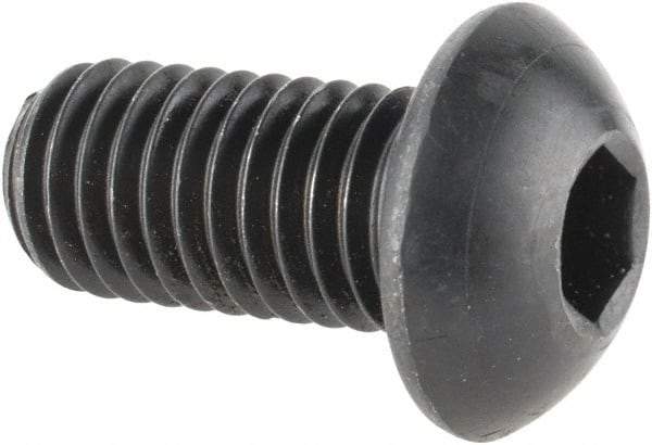 Made in USA - M10x1.50 Metric Coarse Hex Socket Drive, Button Screw - Alloy Steel, Black Oxide Finish, Fully Threaded, 20mm Length Under Head - Americas Industrial Supply