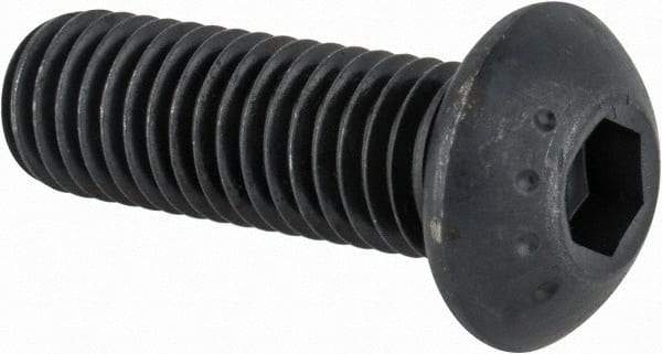 Made in USA - M10x1.50 Metric Coarse Hex Socket Drive, Button Screw - Alloy Steel, Black Oxide Finish, Fully Threaded, 30mm Length Under Head - Americas Industrial Supply