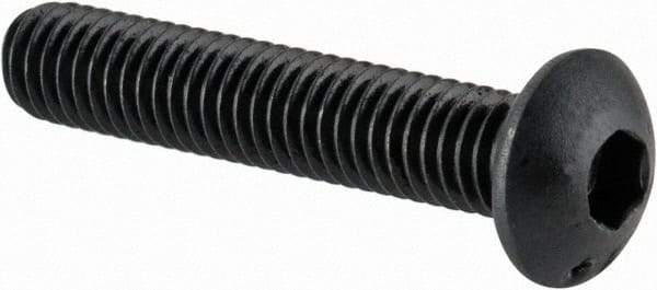 Made in USA - M3x0.50 Metric Coarse Hex Socket Drive, Button Screw - Alloy Steel, Black Oxide Finish, Fully Threaded, 16mm Length Under Head - Americas Industrial Supply