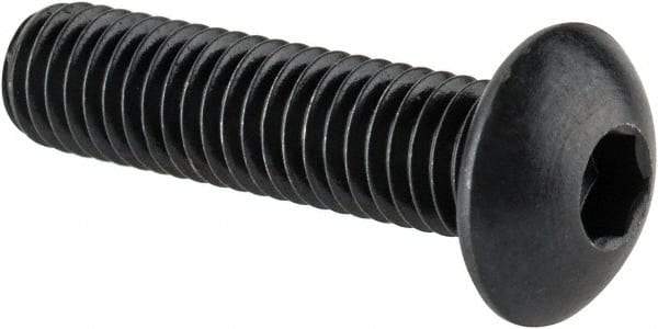 Made in USA - M5x0.80 Metric Coarse Hex Socket Drive, Button Screw - Alloy Steel, Black Oxide Finish, Fully Threaded, 20mm Length Under Head - Americas Industrial Supply