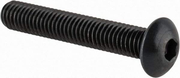 Made in USA - M5x0.80 Metric Coarse Hex Socket Drive, Button Screw - Alloy Steel, Black Oxide Finish, Fully Threaded, 30mm Length Under Head - Americas Industrial Supply