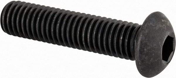 Made in USA - M8x1.25 Metric Coarse Hex Socket Drive, Button Screw - Alloy Steel, Black Oxide Finish, Fully Threaded, 35mm Length Under Head - Americas Industrial Supply