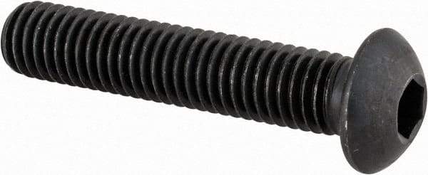 Made in USA - M8x1.25 Metric Coarse Hex Socket Drive, Button Screw - Alloy Steel, Black Oxide Finish, Fully Threaded, 40mm Length Under Head - Americas Industrial Supply