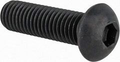 Made in USA - M10x1.50 Metric Coarse Hex Socket Drive, Button Screw - Alloy Steel, Black Oxide Finish, Fully Threaded, 35mm Length Under Head - Americas Industrial Supply