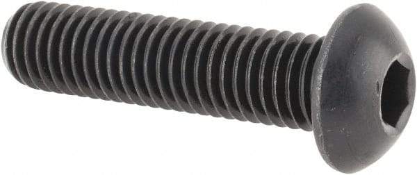 Made in USA - M10x1.50 Metric Coarse Hex Socket Drive, Button Screw - Alloy Steel, Black Oxide Finish, Fully Threaded, 40mm Length Under Head - Americas Industrial Supply