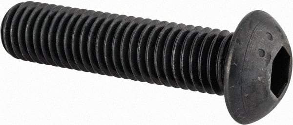 Made in USA - M12x1.75 Metric Coarse Hex Socket Drive, Button Screw - Alloy Steel, Black Oxide Finish, Fully Threaded, 50mm Length Under Head - Americas Industrial Supply