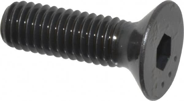 Made in USA - M6x1.00 Metric Coarse Hex Socket Drive, 90° Flat Head Socket Cap Screw - Grade 10.9 Alloy Steel, Black Oxide Finish, Fully Threaded, 20mm Length Under Head - Americas Industrial Supply