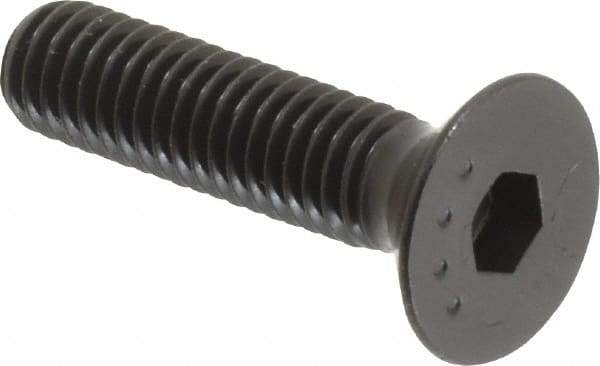 Made in USA - M6x1.00 Metric Coarse Hex Socket Drive, 90° Flat Head Socket Cap Screw - Grade 10.9 Alloy Steel, Black Oxide Finish, Fully Threaded, 25mm Length Under Head - Americas Industrial Supply