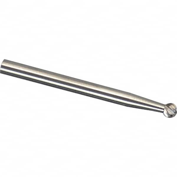 Made in USA - 3/32" Cut Diam, 1/8" Shank Diam, Ball Head Chipbreaker Cut Burr - Carbide, 3/32" LOC, 2" OAL - Americas Industrial Supply