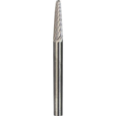 Made in USA - 3mm Cut Diam, 0.1181" Shank Diam, Cone Head Diamond Cut Burr - Carbide, 9.5mm LOC, 38mm OAL - Americas Industrial Supply