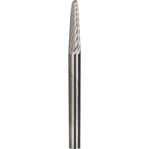 Made in USA - 3mm Cut Diam, 0.1181" Shank Diam, Cone Head Aluma Cut Burr - Carbide, 12.7mm LOC, 38mm OAL - Americas Industrial Supply