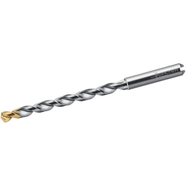 Walter-Titex - 9.5mm 130° Solid Carbide Jobber Drill - TiN Finish, Right Hand Cut, Spiral Flute, Straight Shank, 133mm OAL, Alpha 44 Point - Americas Industrial Supply
