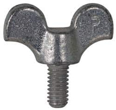 Made in USA - 1/4-20 Winged Shoulder Grade 32510 Iron Thumb Screw - 1-5/8" OAL, 1-3/8" Head Diam x 5/8" Head Height, Uncoated - Americas Industrial Supply