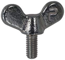 Value Collection - 3/8-16 Winged Shoulder Grade 32510 Iron Thumb Screw - 2-3/8" OAL, 1-13/16" Head Diam x 7/8" Head Height, Uncoated - Americas Industrial Supply