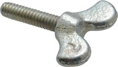Value Collection - 1/4-20 Winged Shoulder Grade 32510 Iron Thumb Screw - 1-5/8" OAL, 1-3/8" Head Diam x 5/8" Head Height, Zinc-Plated Finish - Americas Industrial Supply