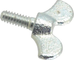 Value Collection - #10-24 Winged Shoulder Grade 32510 Iron Thumb Screw - 1" OAL, 1-1/16" Head Diam x 1/2" Head Height, Zinc-Plated Finish - Americas Industrial Supply