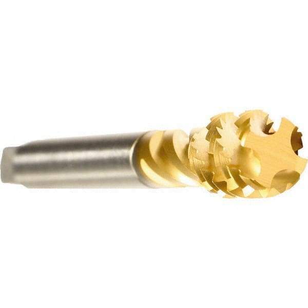 Emuge - 1-1/4 - 12 UNF 6 Flute 2B Modified Bottoming Spiral Flute Tap - Cobalt, TiN Finish, 5.906" OAL, Right Hand Flute, Right Hand Thread, Series Enorm - Americas Industrial Supply