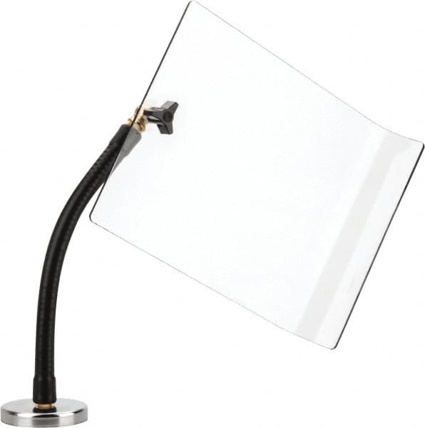 Flexbar - Plastic Flat with Curved Edge Base & Shield - 7-1/2" Wide x 10" Long x 1/8" Thick, 10" Arm Reach, Magnetic Base, For General Purpose Use - Americas Industrial Supply