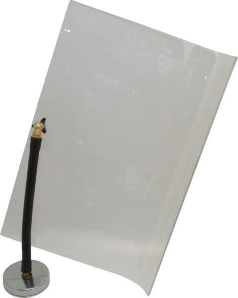 Flexbar - Plastic Flat with Curved Edge Base & Shield - 12" Wide x 16" Long x 1/8" Thick, 10" Arm Reach, Magnetic Base, For General Purpose Use - Americas Industrial Supply
