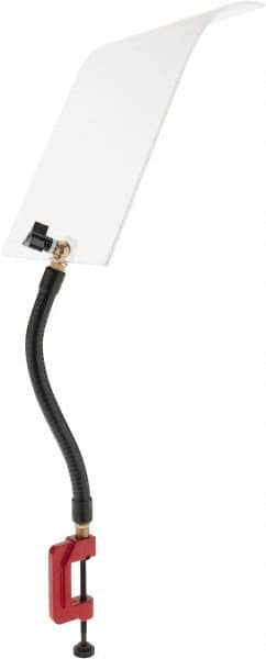 Flexbar - Plastic Flat with Curved Edge Base & Shield - 10" Wide x 12" Long x 1/8" Thick, 13-1/2" Arm Reach, C-Clamp Base, For General Purpose Use - Americas Industrial Supply