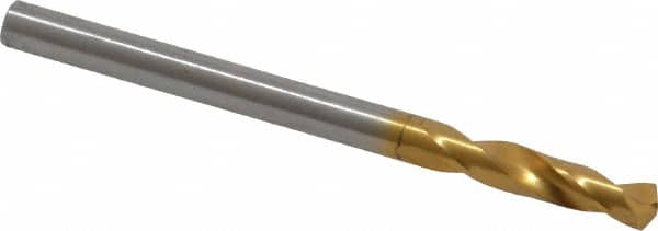 Guhring - #27 130° Parabolic Flute Cobalt Screw Machine Drill Bit - TiN Finish, Right Hand Cut, 20mm Flute Length, 52mm OAL, Standard Point, Straight Shank - Americas Industrial Supply