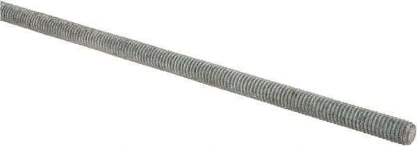 Made in USA - 3/8-16 UNC (Coarse), 2' Long, Low Carbon Steel Threaded Rod - Hot-Dipped Galvanized Finish, Right Hand Thread - Americas Industrial Supply