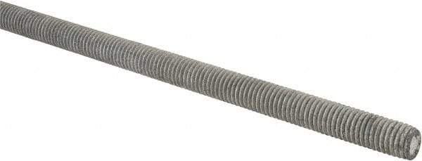 Made in USA - 1/2-13 UNC (Coarse), 2' Long, Low Carbon Steel Threaded Rod - Hot-Dipped Galvanized Finish, Right Hand Thread - Americas Industrial Supply