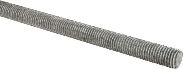 Made in USA - 3/4-10 UNC (Coarse), 2' Long, Low Carbon Steel Threaded Rod - Hot-Dipped Galvanized Finish, Right Hand Thread - Americas Industrial Supply