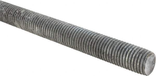 Made in USA - 7/8-9 UNC (Coarse), 2' Long, Low Carbon Steel Threaded Rod - Hot-Dipped Galvanized Finish, Right Hand Thread - Americas Industrial Supply