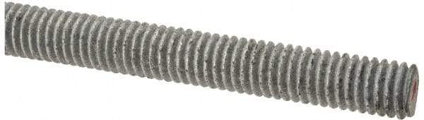 Made in USA - 3/8-16 UNC (Coarse), 6' Long, Low Carbon Steel Threaded Rod - Hot-Dipped Galvanized Finish, Right Hand Thread - Americas Industrial Supply