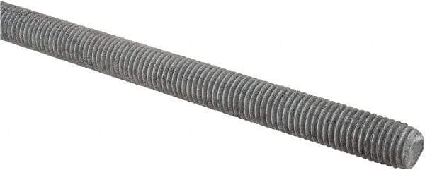 Made in USA - 5/8-11 UNC (Coarse), 6' Long, Low Carbon Steel Threaded Rod - Hot-Dipped Galvanized Finish, Right Hand Thread - Americas Industrial Supply