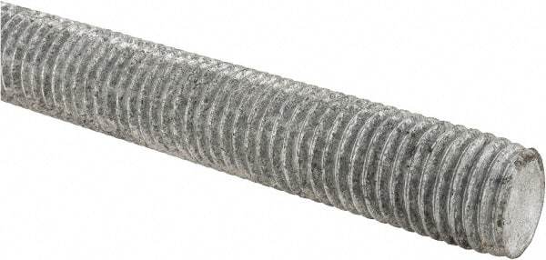 Made in USA - 7/8-9 UNC (Coarse), 6' Long, Low Carbon Steel Threaded Rod - Hot-Dipped Galvanized Finish, Right Hand Thread - Americas Industrial Supply