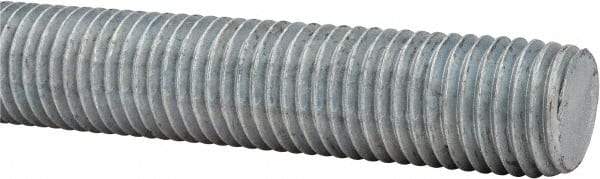 Made in USA - 1-8 UNC (Coarse), 6' Long, Low Carbon Steel Threaded Rod - Hot-Dipped Galvanized Finish, Right Hand Thread - Americas Industrial Supply
