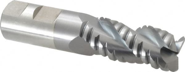 Cleveland - 1" Diam, Coarse Pitch, 2" LOC, 3 Flute Powdered Metal 0.12" Corner Radius Roughing End Mill - TiCN Finish, 4-1/2" OAL, 1" Shank Diam, Single End, Centercutting, 42° Helix - Americas Industrial Supply