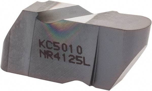 Kennametal - 4125NR Grade KC5010, 6.35mm Cutting Width Carbide Grooving Insert - 6.35mm Max Depth of Cut, Left Hand, 3.18mm Corner Radius, TiAlN Finish - Americas Industrial Supply