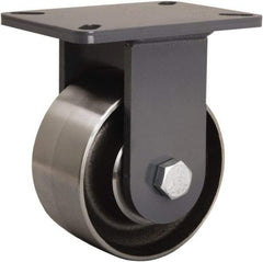 Hamilton - 6" Diam x 3" Wide x 8" OAH Top Plate Mount Rigid Caster - Forged Steel, 3,500 Lb Capacity, Tapered Roller Bearing, 5-1/4 x 7-1/4" Plate - Americas Industrial Supply
